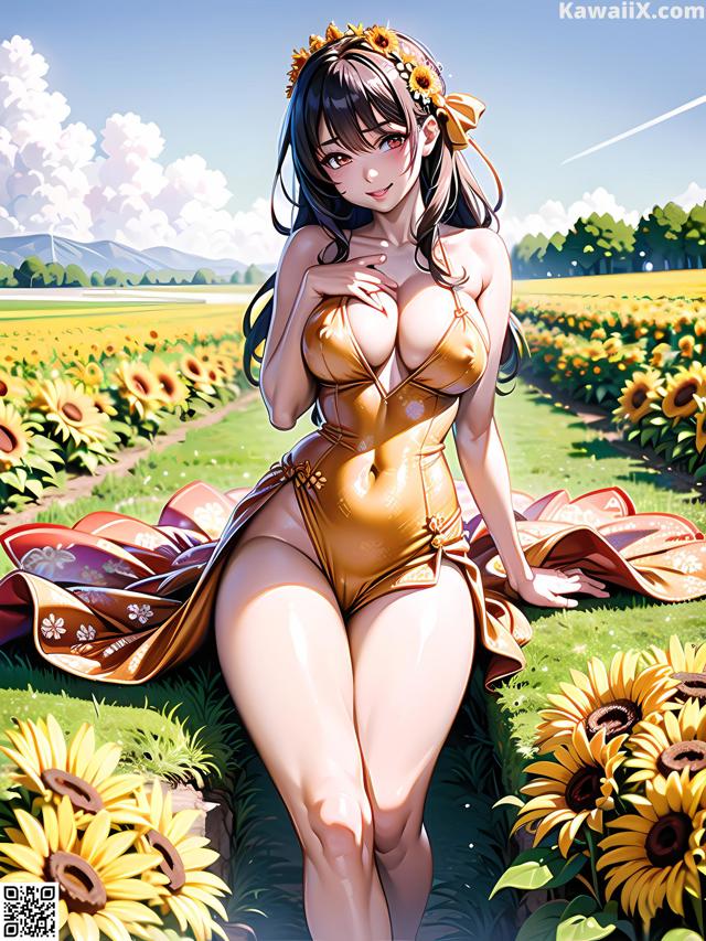 Hentai - 华彩繁花 Set 2 20230602 Part 9 No.6c67d3 A woman in a sunflower field posing for a picture.