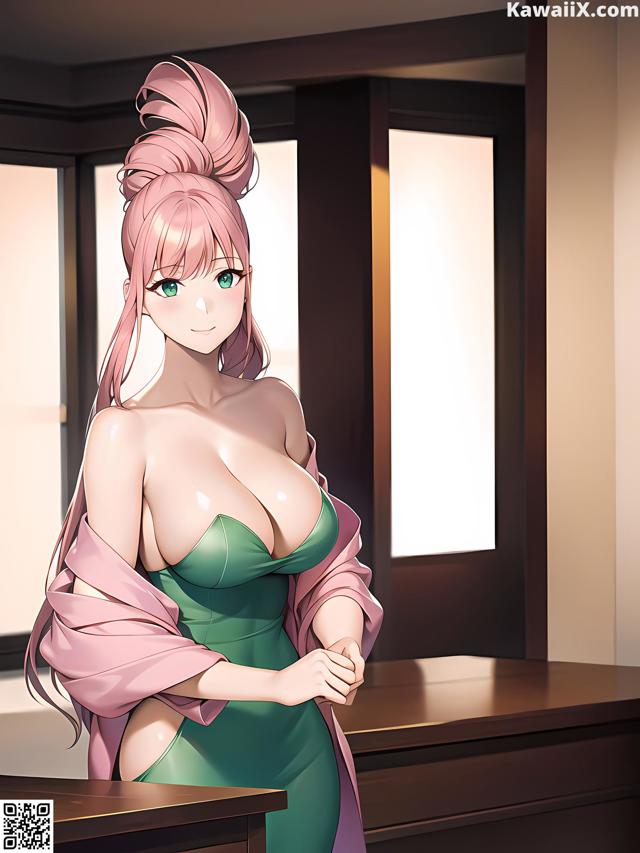 Hentai - 华彩繁花 Set 2 20230602 Part 9 No.6c67d3 A woman in a green dress standing in front of a window.