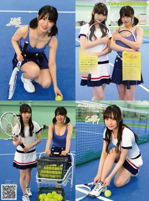 A woman holding a tennis racket and a basket of tennis balls.
