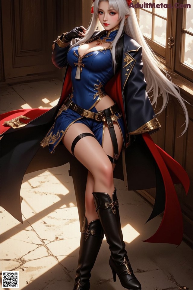 Hentai - Exotic Allure of the Untamed Lands Set.2 20250125 Part 14 No.f111b5 A woman in a blue and red outfit is posing for a picture.